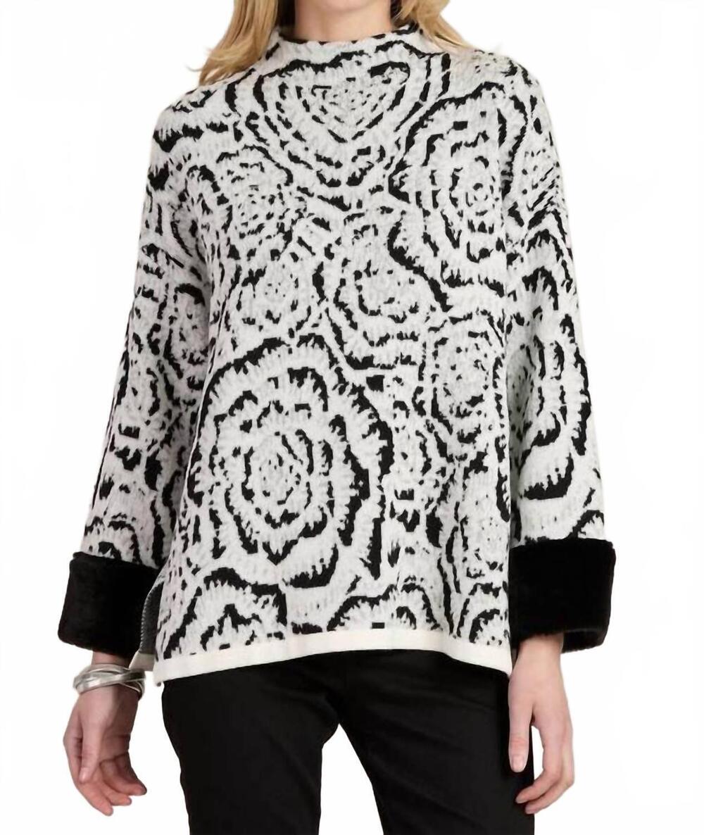 NEW TYLER BOE frady funnel abstract cape sweater in black and white
